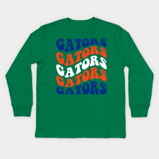 Florida Gators Football Wave Font Design Kids Long Sleeve T-Shirt